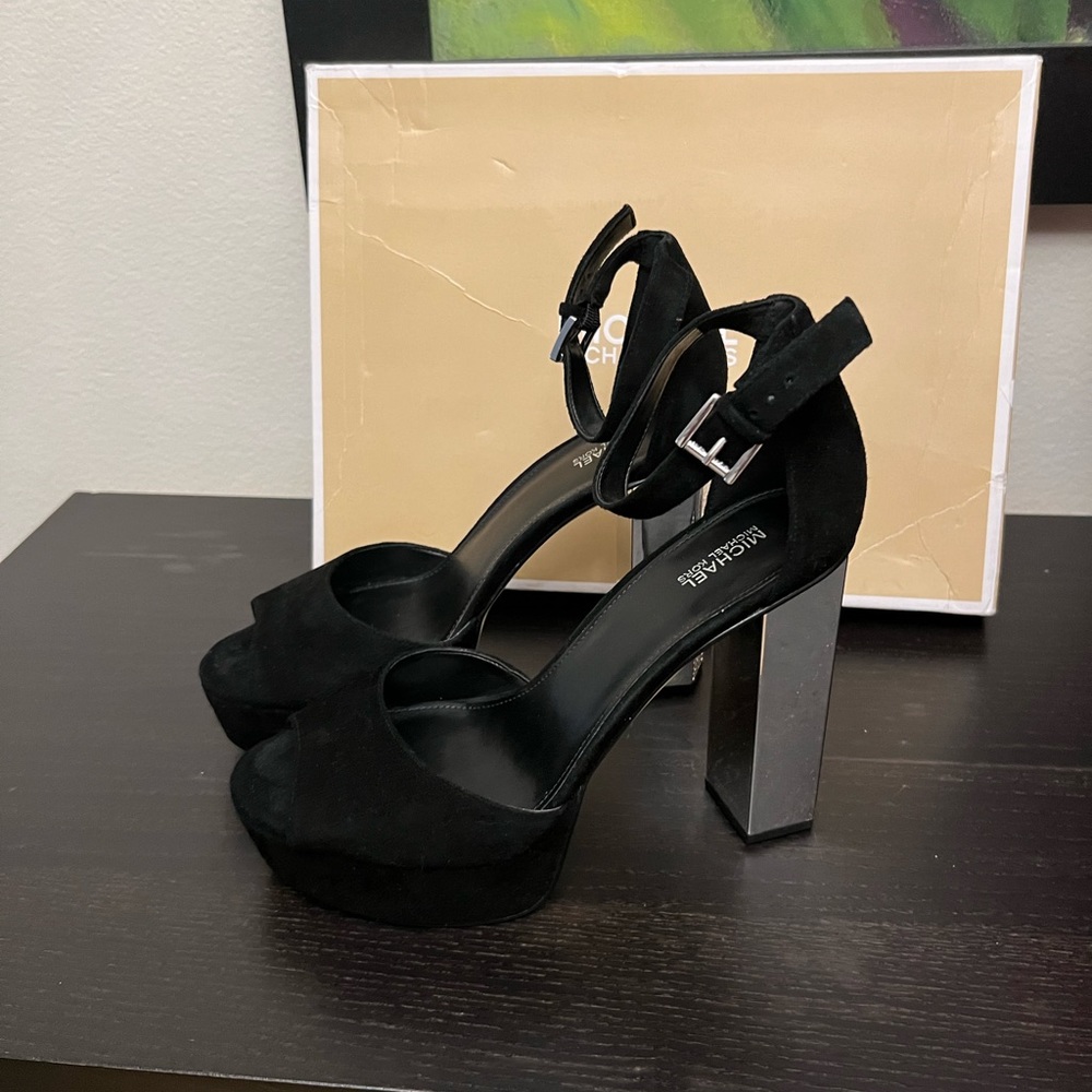 women's shoes with heels leather suede, platform 1 inch heel 5 inches